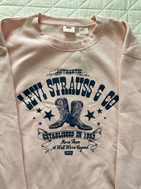 Levi’s Women's Western Cowboy Boot Graphic Crewneck Sweatshirt Pink Navy Medium - Picture 4 of 7